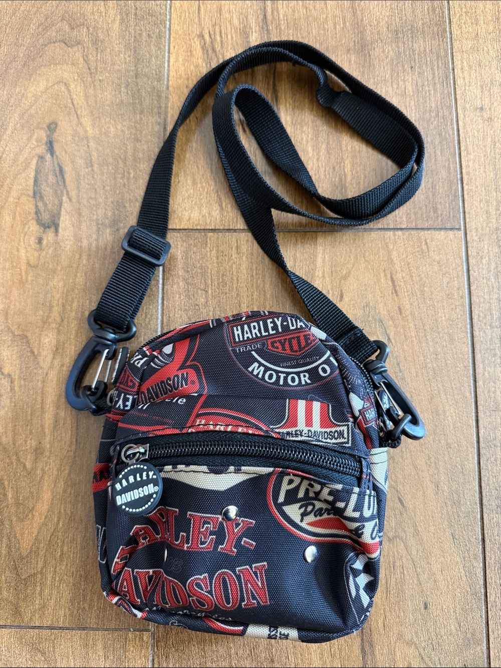Harley-Davidson Black and Red Logo Belt/Crossbody Bag